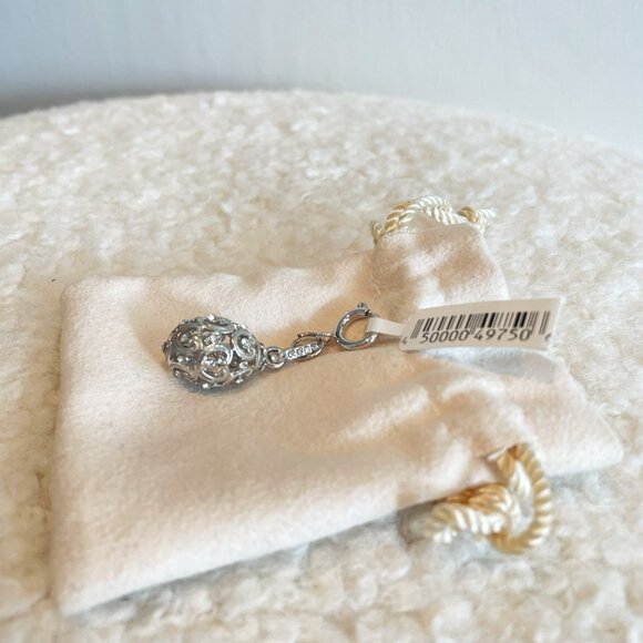 NWT, Whimsical White Gold / Diamond Egg Pendant - Picture 2 of 5